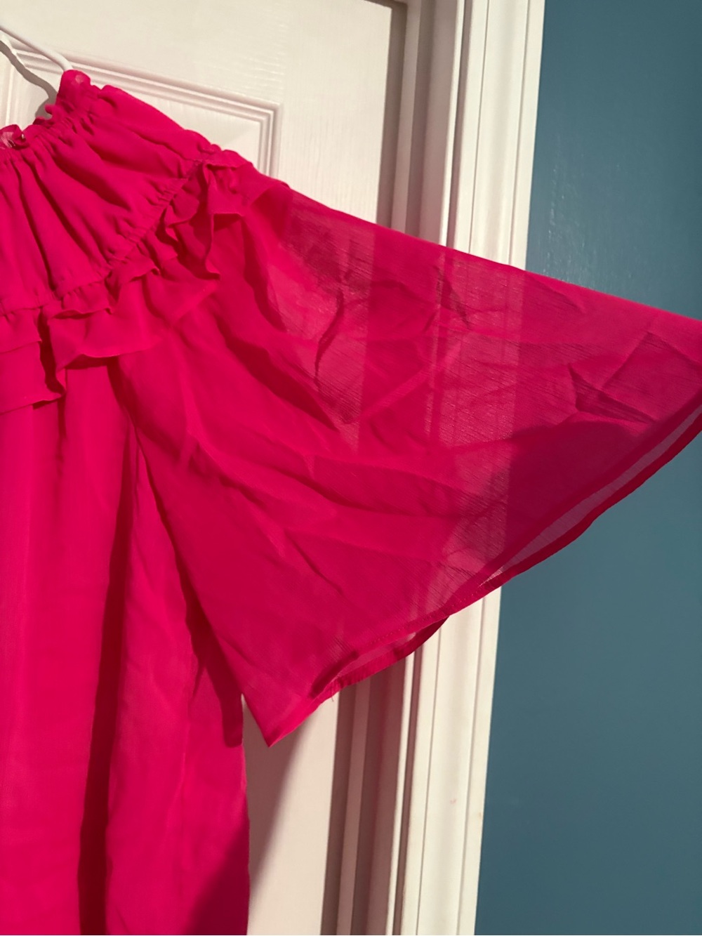 Cato Hot Pink Ruffled Off-Shoulder Blouse - Picture 3 of 4